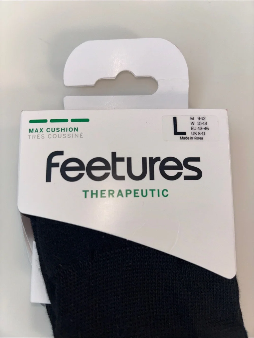 NWT Feetures THERAPEUTIC Max Cushion Crew Cushioned comfort L